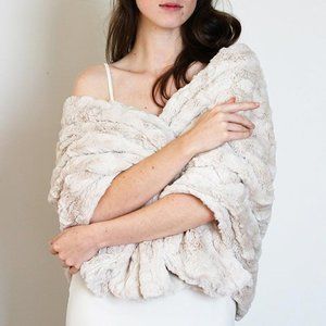 Faux Fur Wrap Bridal Shawl